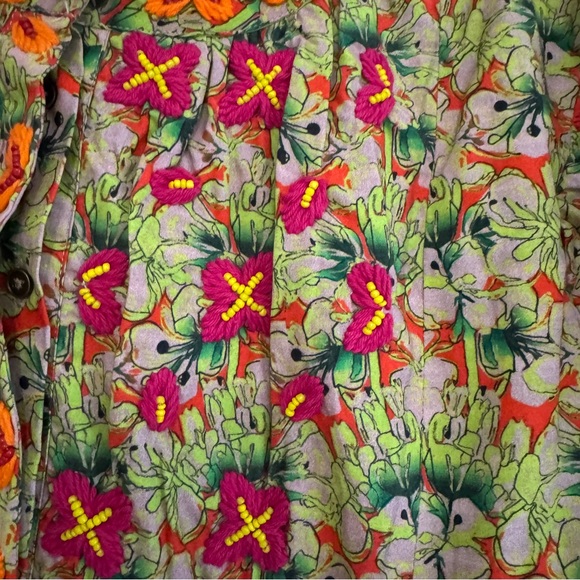 Anthropologie Floral Print Beaded Mini Dress - Picture 7 of 16